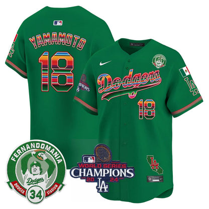 LAD Mexico 2024 World Series Champions Patch Jersey - Stitched