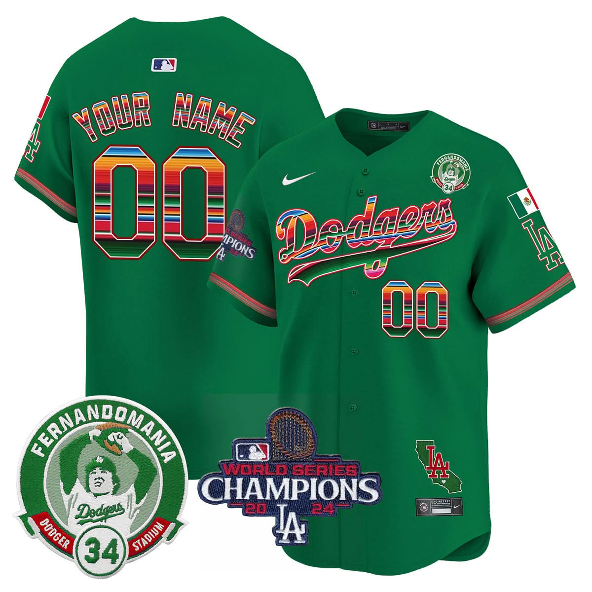 Custom LAD Mexico 2024 World Series Champions Patch Jersey - Stitched