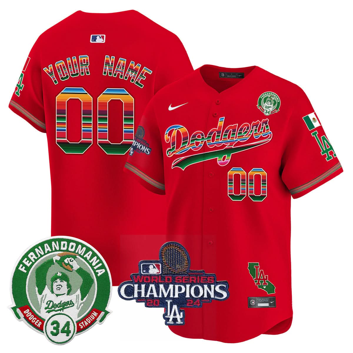Custom LAD Mexico 2024 World Series Champions Patch Jersey - Stitched