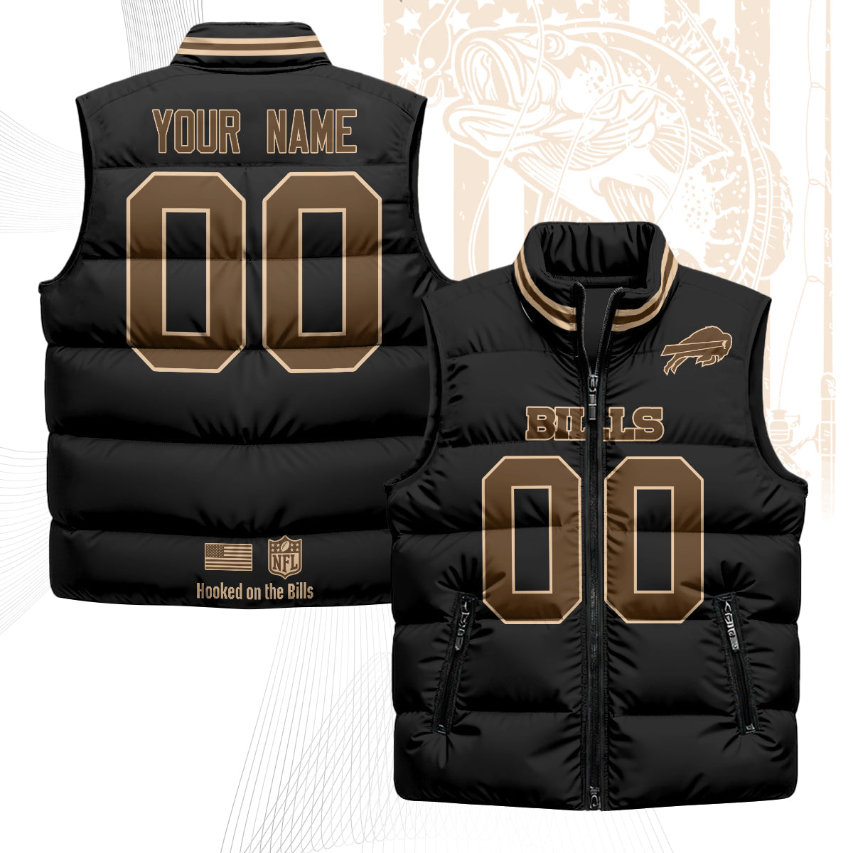 Personalized BB Fishing Unisex Puffer Vest