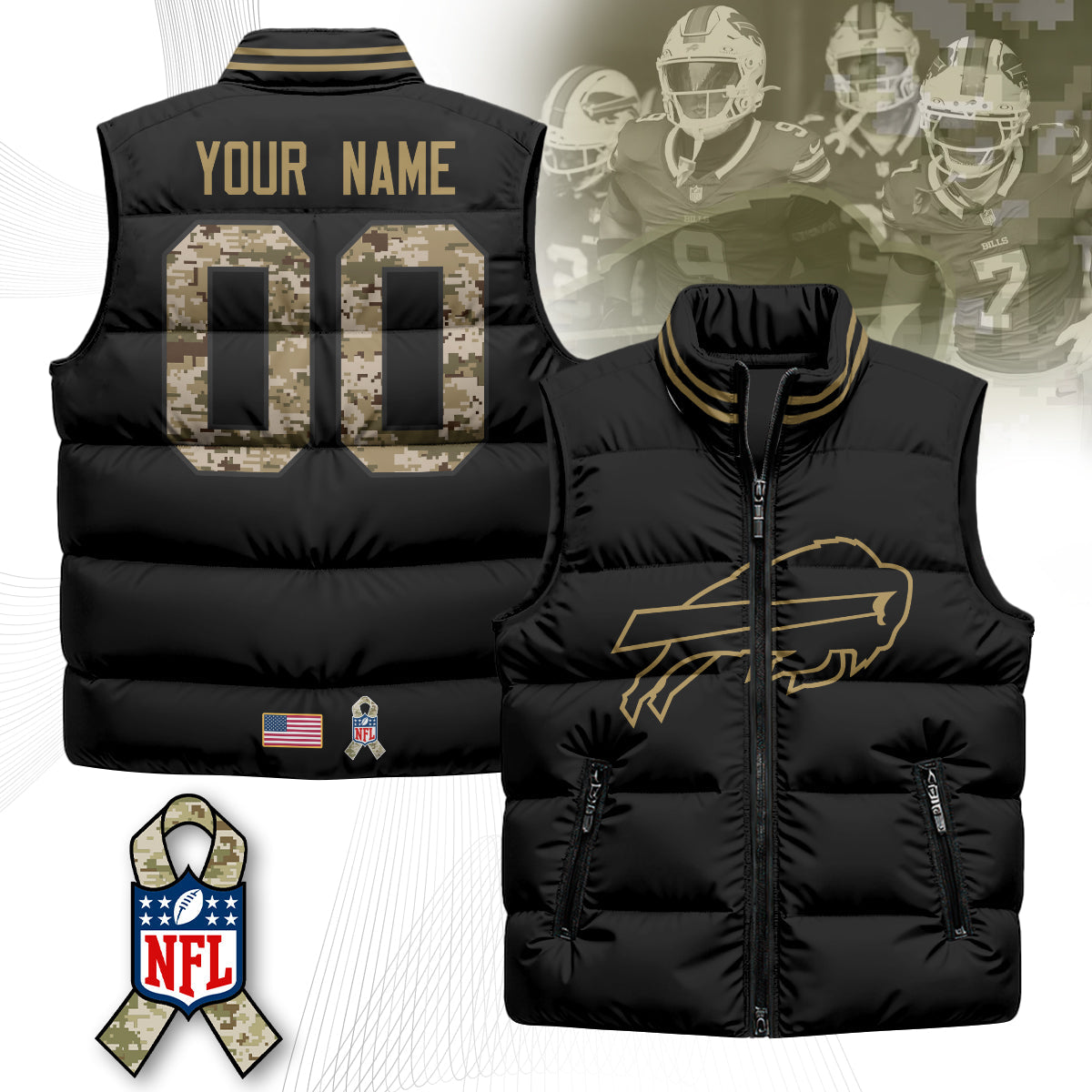 Personalized BB Salute To Service Puffer Vest