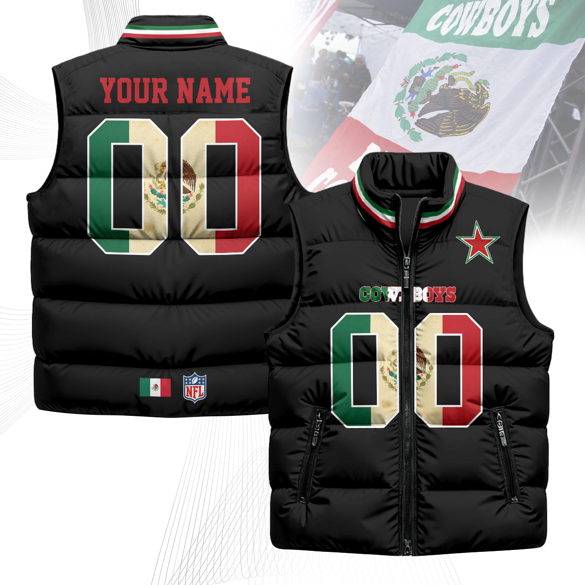 Personalized DC Mexico Puffer Vest