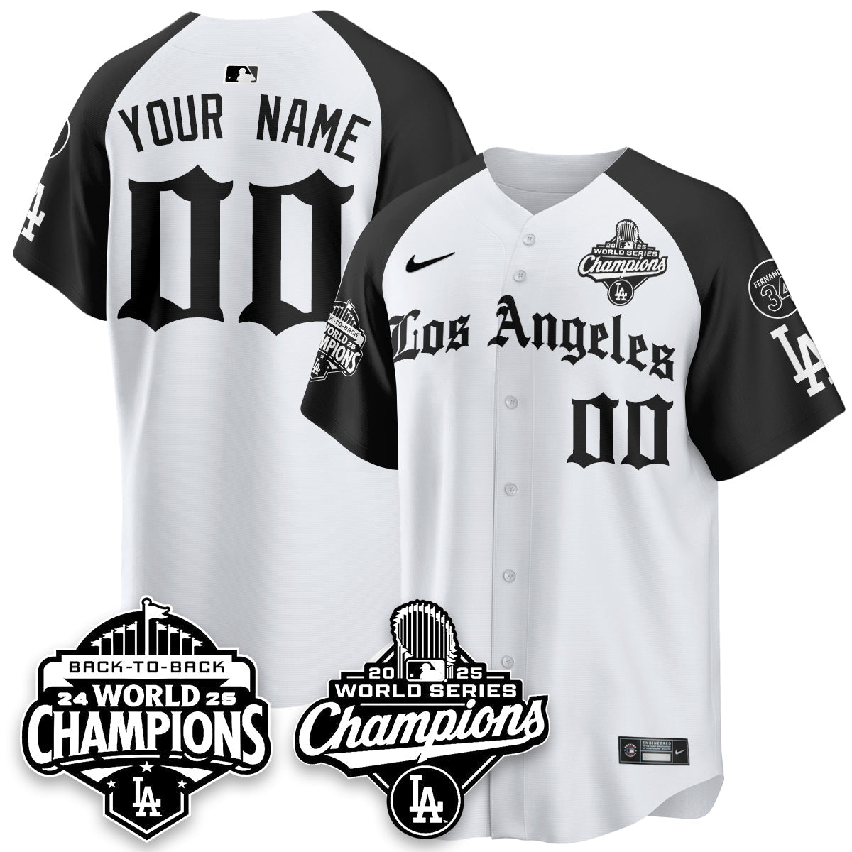 Custom LAD 2025 World Series Champions Vapor Premier Limited Jersey - LA Gothic Edition - Stitched