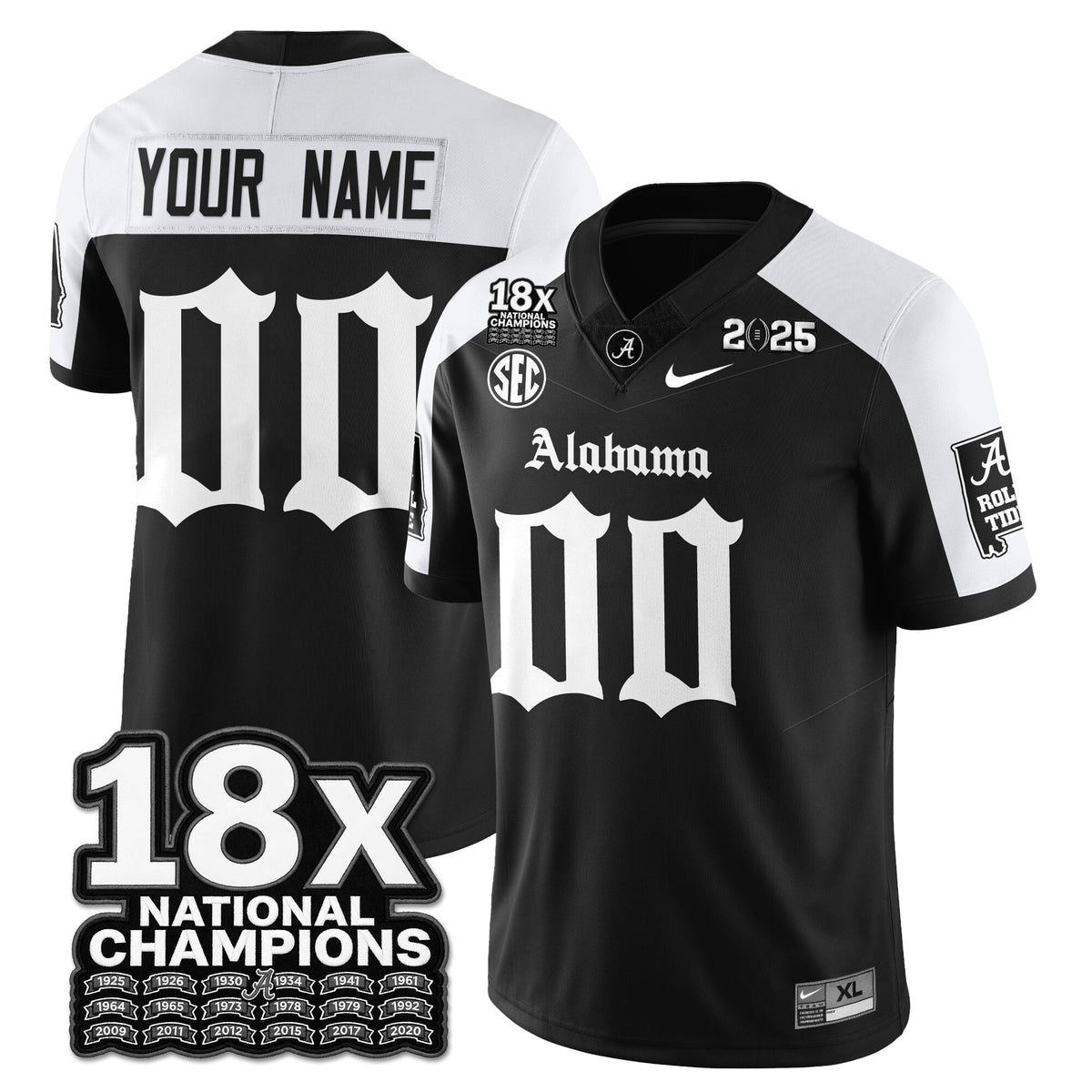 Custom BAMA 18x-Time National Champions Gothic Vapor Limited Jersey