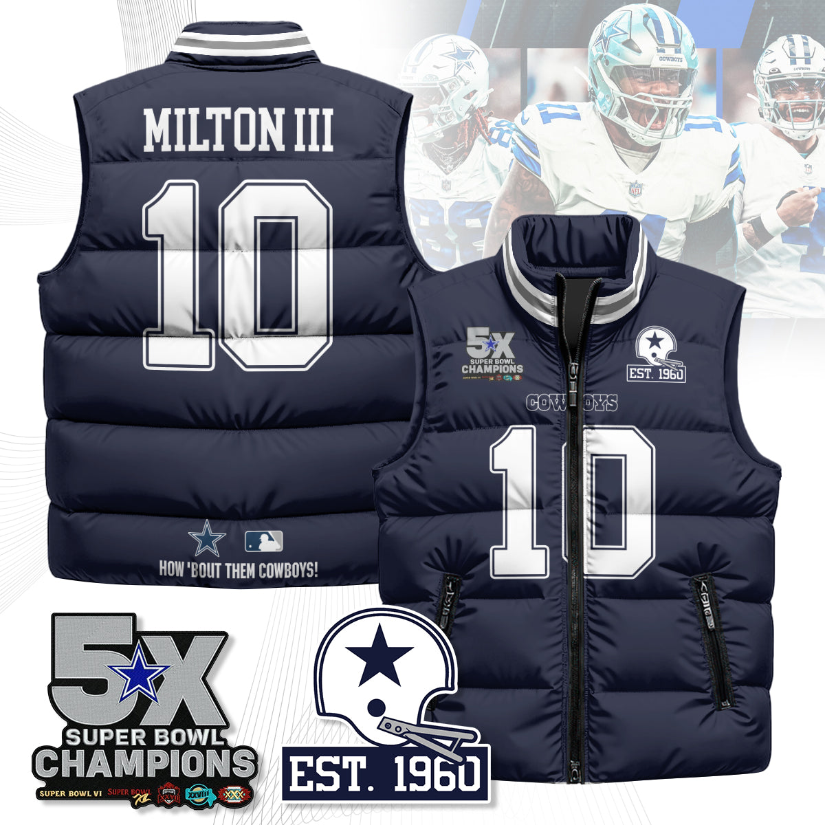 DAL 5-Time Champions Unisex Puffer Vest