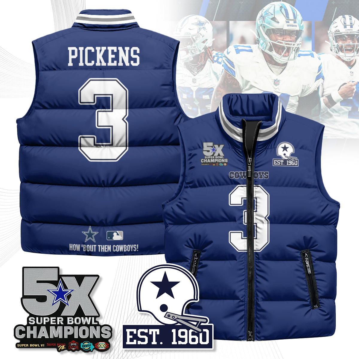 DAL 5-Time Champions Unisex Puffer Vest