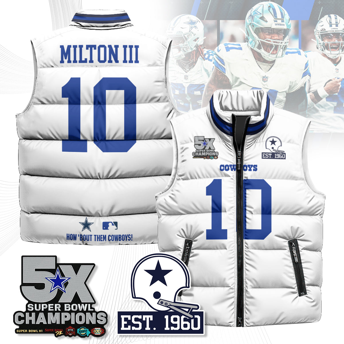 DAL 5-Time Champions Unisex Puffer Vest