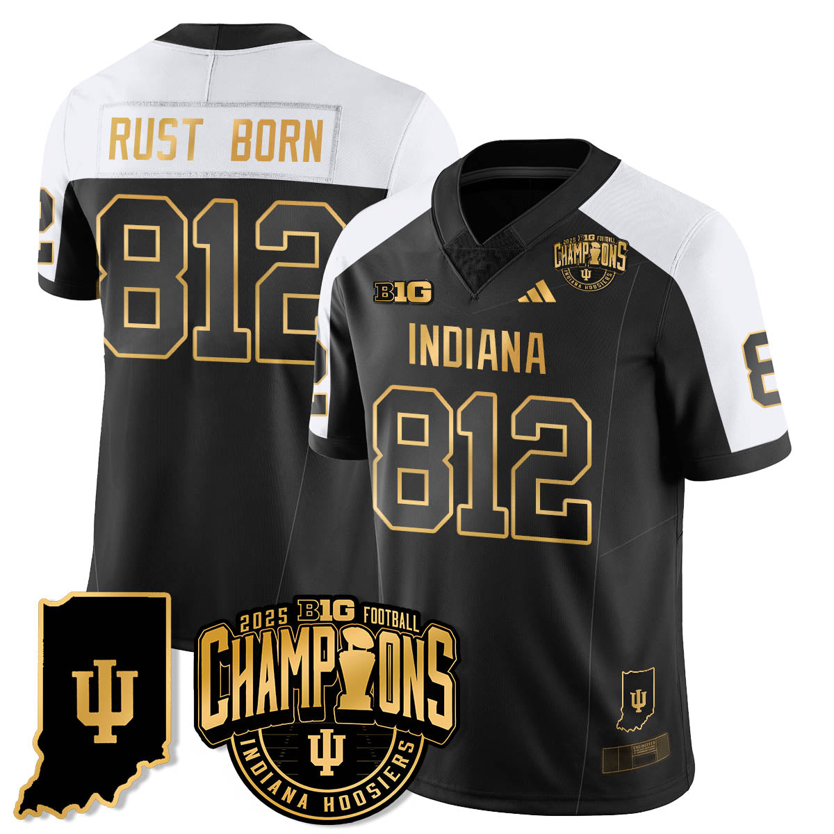IND Vapor Limited Football Gold Jersey - Big 10 Champions - Stitched