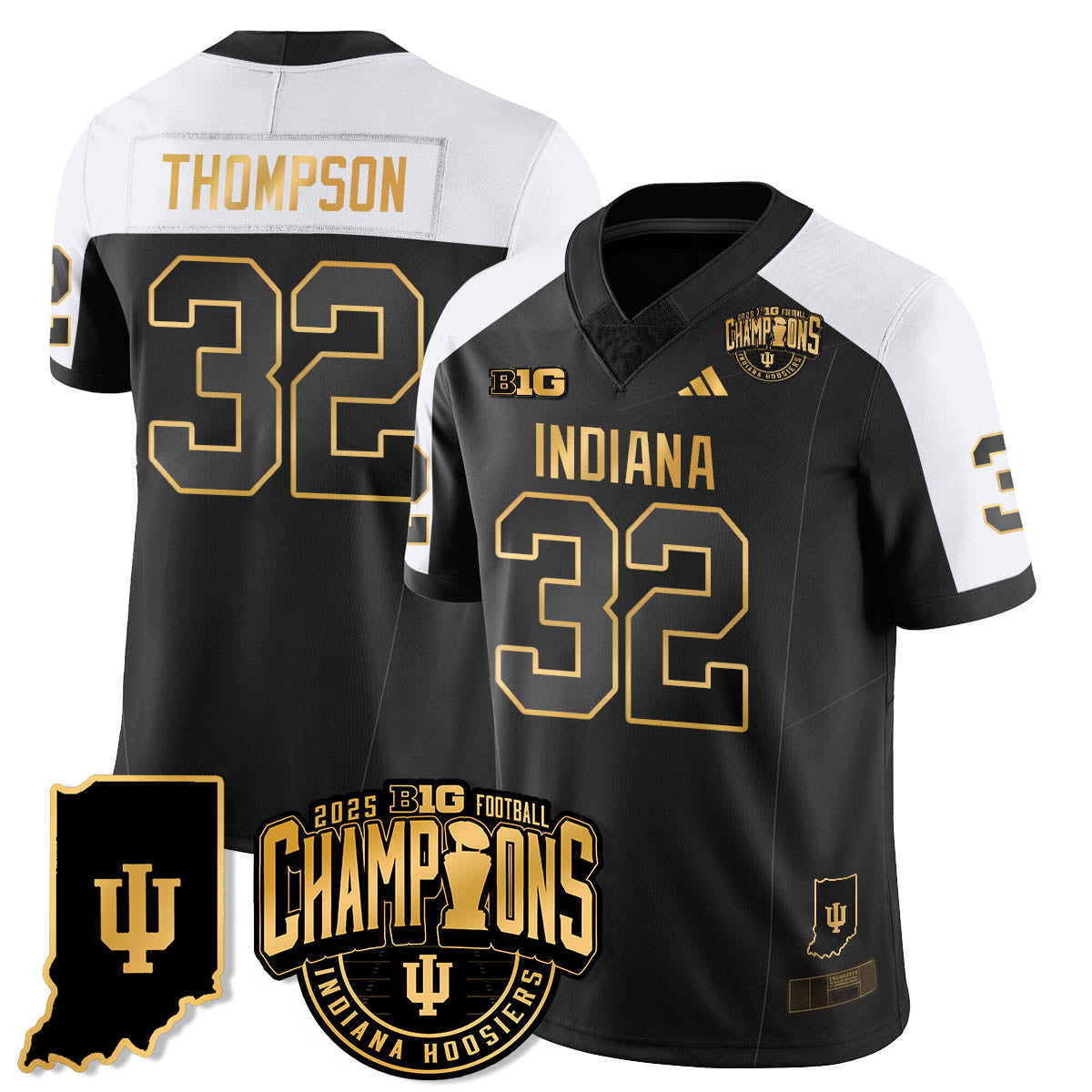 IND Vapor Limited Football Gold Jersey - Big 10 Champions - Stitched