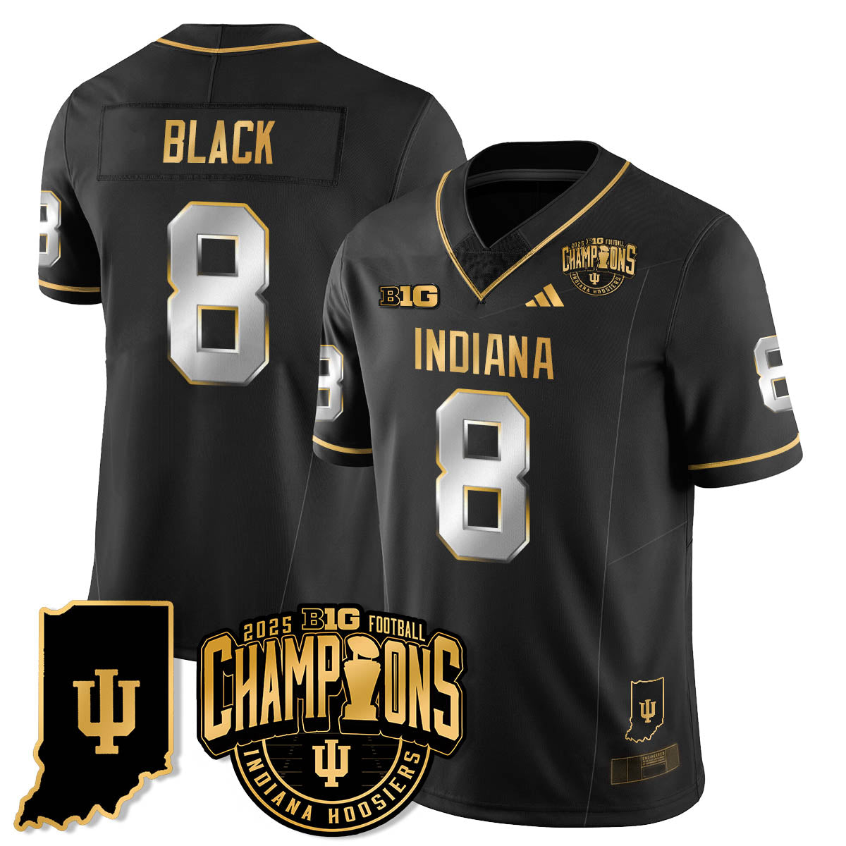 IND Vapor Limited Football Gold Jersey - Big 10 Champions - Stitched