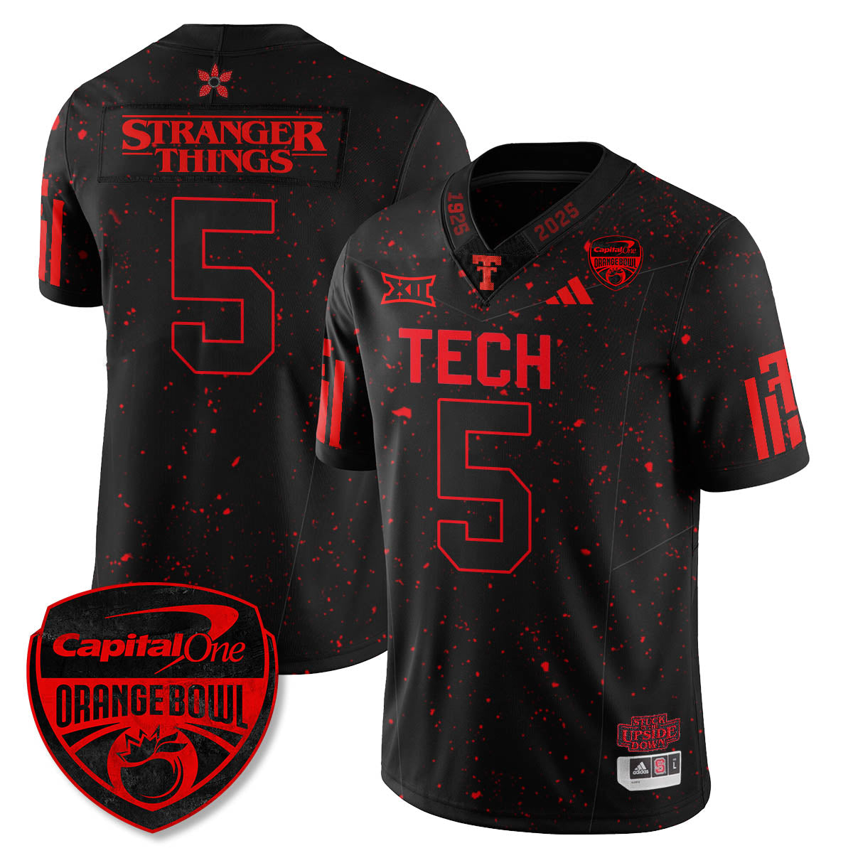 TTU Stranger Things Vapor Limited Football Jersey - Orange Bowl - Stitched