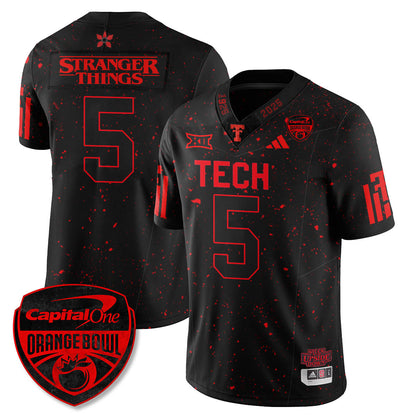 TTU Stranger Things Vapor Limited Football Jersey - Orange Bowl - Stitched