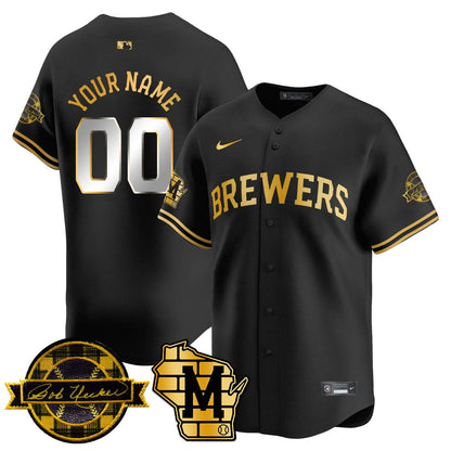 MB 2025 Gold Custom Jersey - Bob Uecker Patch - Stitched