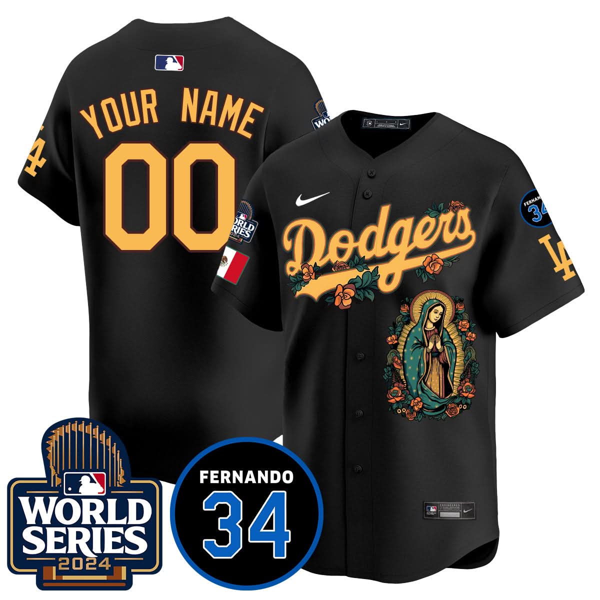 Dodgers Guadalupe - Fernando Valenzuela Memorial Custom Jersey - Printed