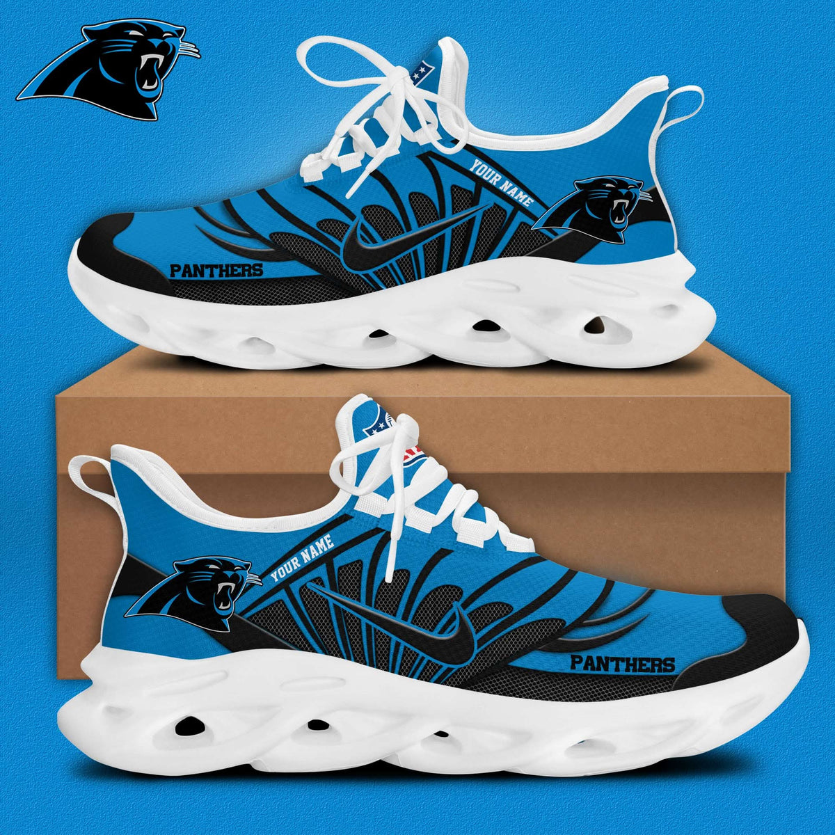 Carolina Panthers Customized Premium Max Soul Shoes