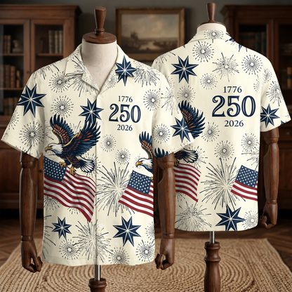 250 Years of Freedom 1776 - 2026 Eagle Patriotic Hawaiian Shirt