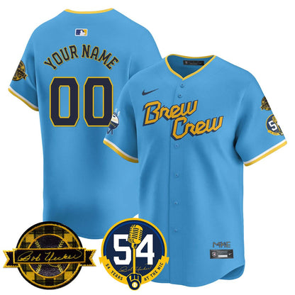 MB Jersey - Bob Uecker, 54th Seasons for Brewers Custom Jersey - Stitched