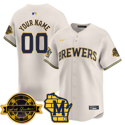 MB 2025 Gold Custom Jersey - Bob Uecker Patch - Stitched