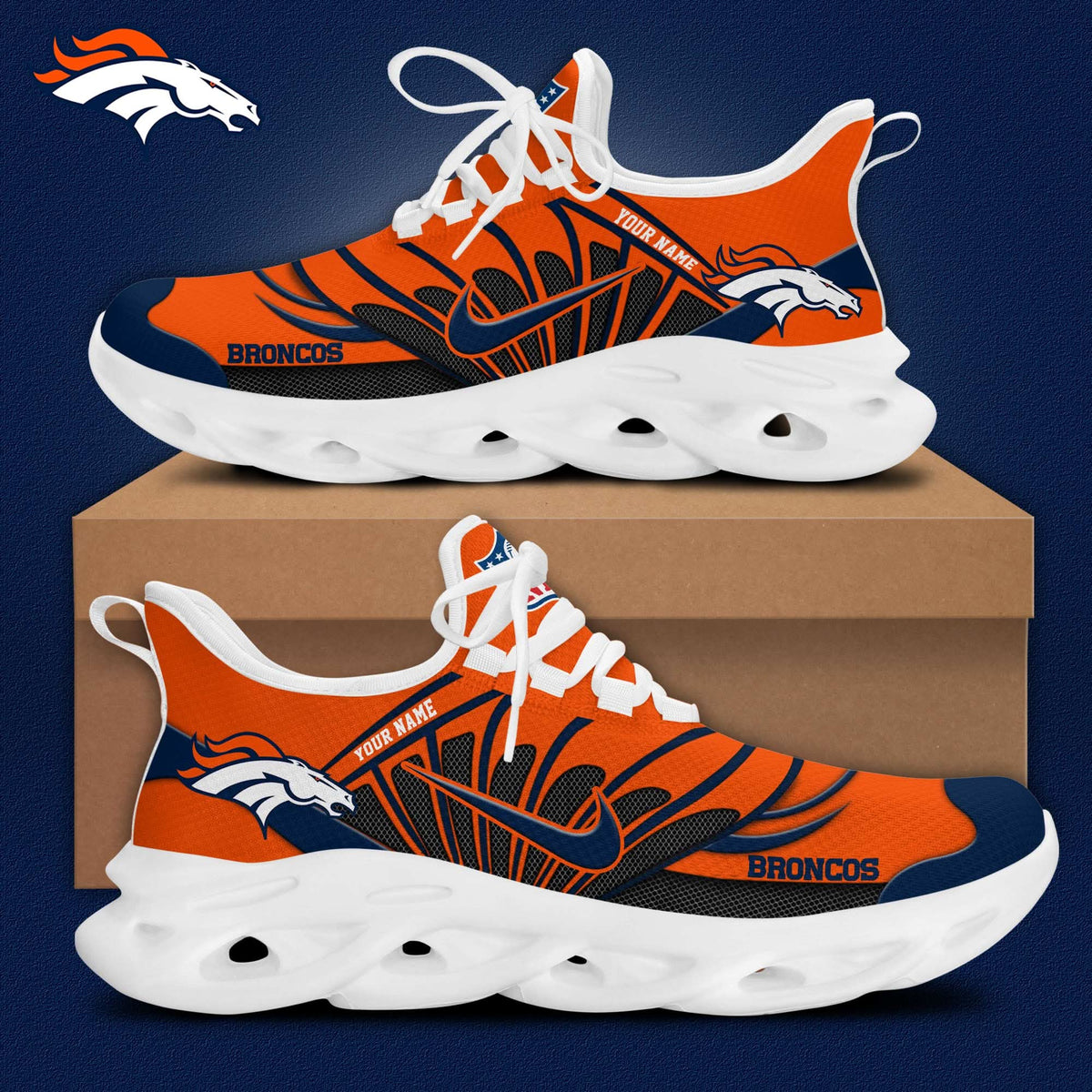 Denver Broncos Customized Premium Max Soul Shoes