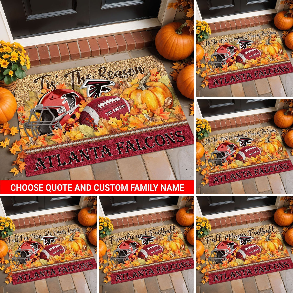 Atlanta Falcons Doormat Custom Your Family Name And Choose Your Quotes, Sport Doormat, Sport Gifts For Fan EHIVM-60421N