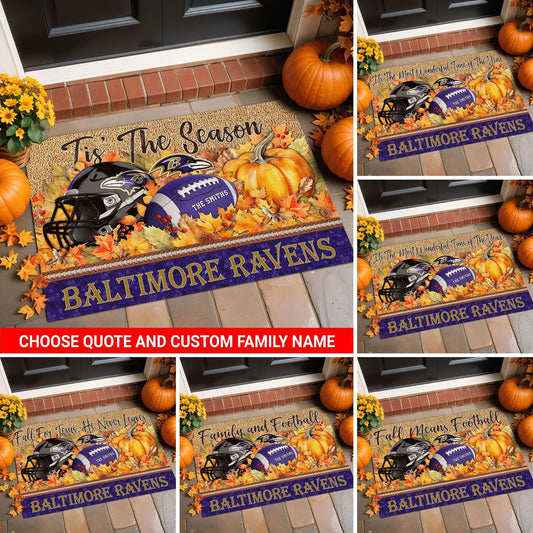 Baltimore Ravens Doormat Custom Your Family Name And Choose Your Quotes, Sport Doormat, Sport Gifts For Fan EHIVM-60421N