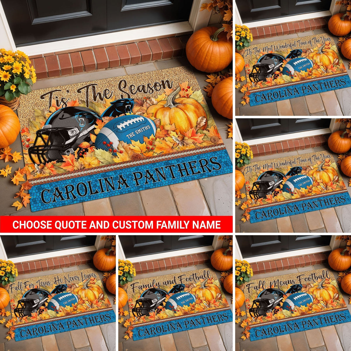 Carolina Panthers Doormat Custom Your Family Name And Choose Your Quotes, Sport Doormat, Sport Gifts For Fan EHIVM-60421N