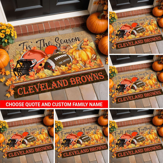 Cleveland Browns Doormat Custom Your Family Name And Choose Your Quotes, Sport Doormat, Sport Gifts For Fan EHIVM-60421N