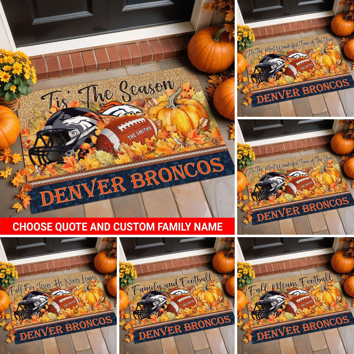 Denver Broncos Doormat Custom Your Family Name And Choose Your Quotes, Sport Doormat, Sport Gifts For Fan EHIVM-60421N