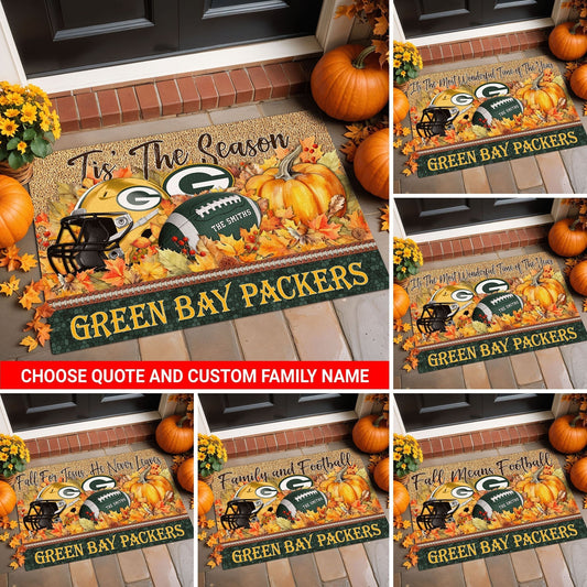 Green Bay Packers Doormat Custom Your Family Name And Choose Your Quotes, Sport Doormat, Sport Gifts For Fan EHIVM-60421N