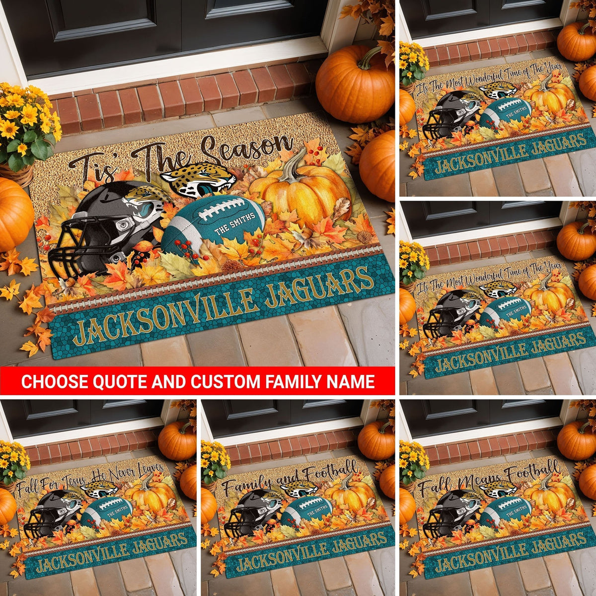 Jacksonville Jaguars Doormat Custom Your Family Name And Choose Your Quotes, Sport Doormat, Sport Gifts For Fan EHIVM-60421N