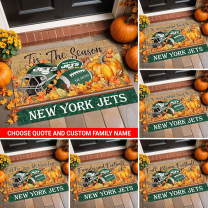 New York Jets Doormat Custom Your Family Name And Choose Your Quotes, Sport Doormat, Sport Gifts For Fan EHIVM-60421N
