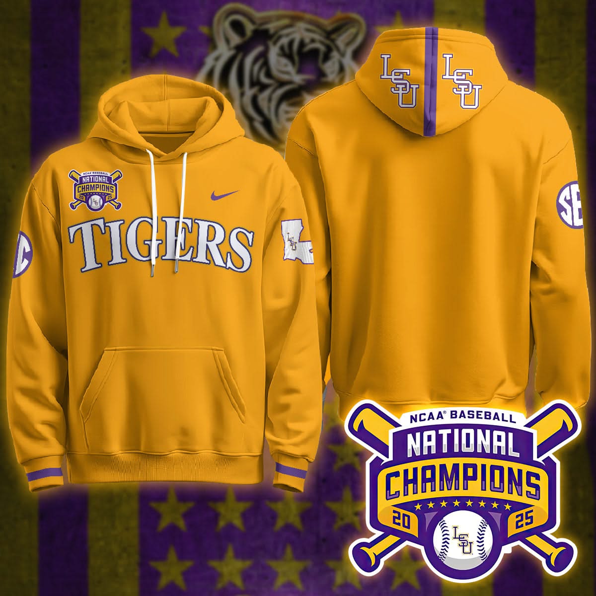 LSU 2025 World Series Champions Limited Hoodie - Stitched