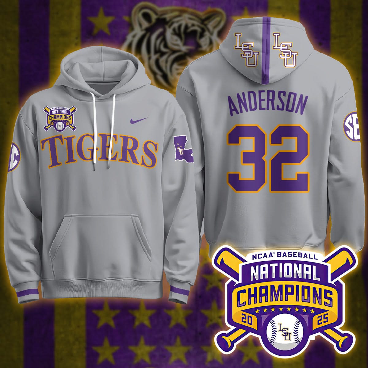 LSU 2025 World Series Champions Limited Hoodie - Stitched