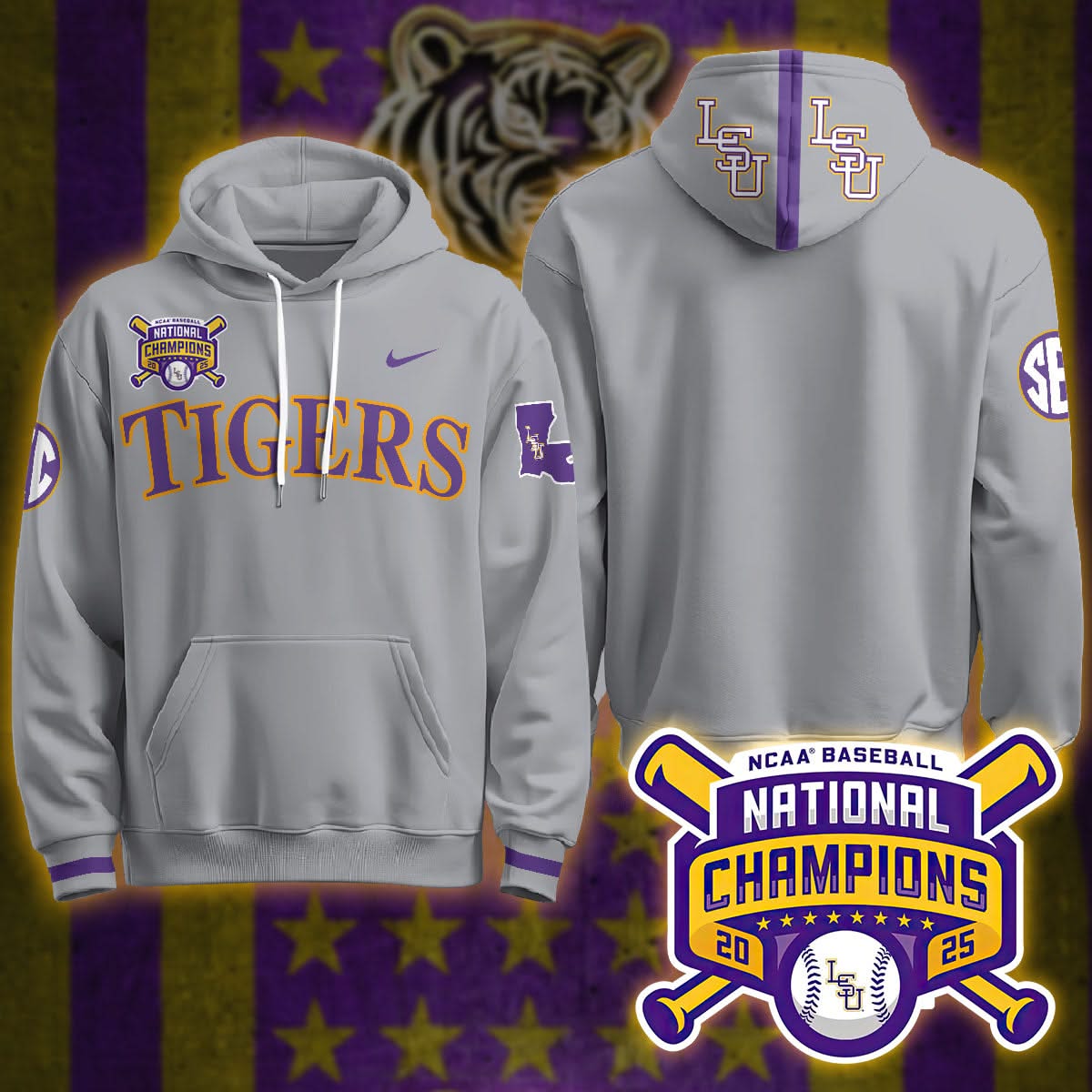 LSU 2025 World Series Champions Limited Hoodie - Stitched