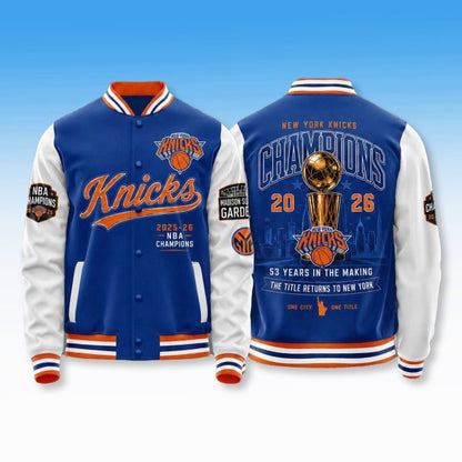 NYK 2026 Basketball  Finals Champions Limited Edition Varsity Jacket V2- Printed