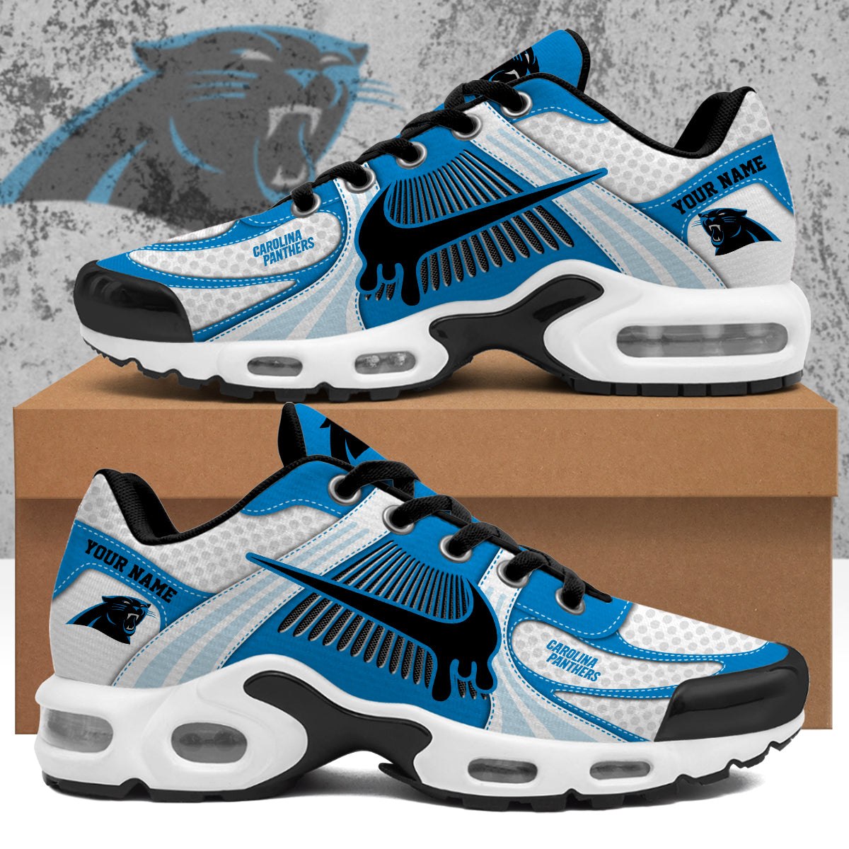 Personalized Carolina Panthers Air Max Plus Shoes