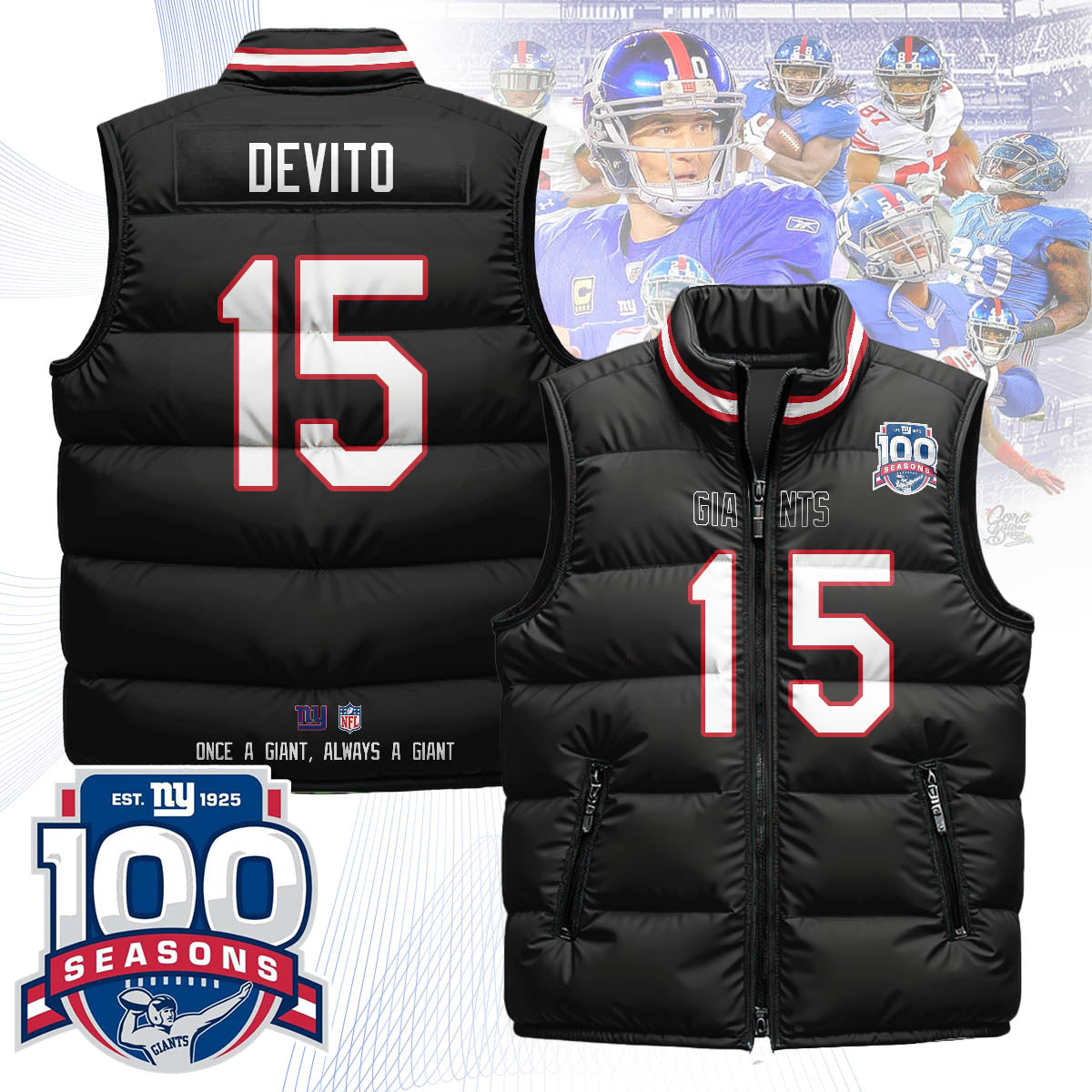 NYG Unisex Puffer Vest - Printed