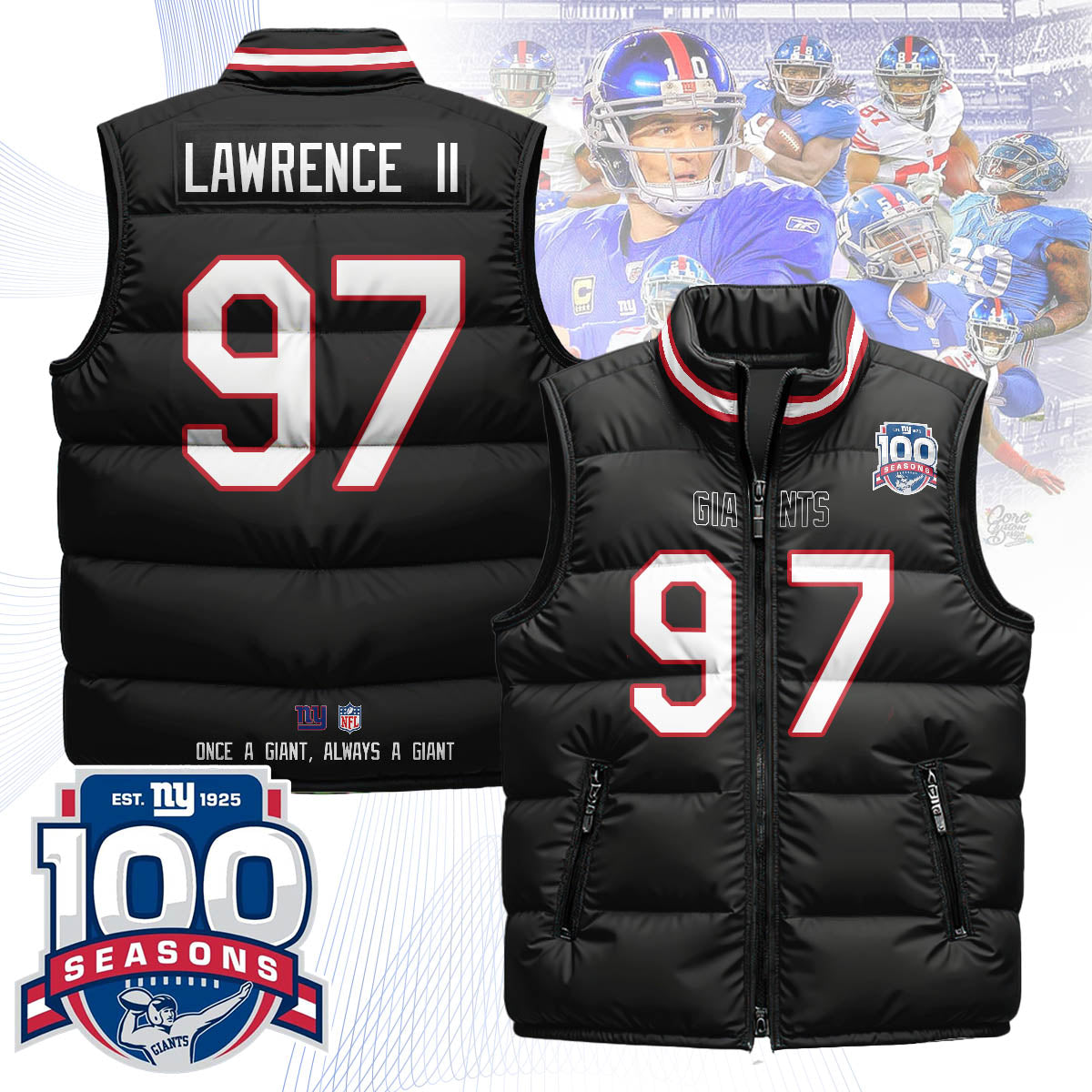 NYG Unisex Puffer Vest - Printed