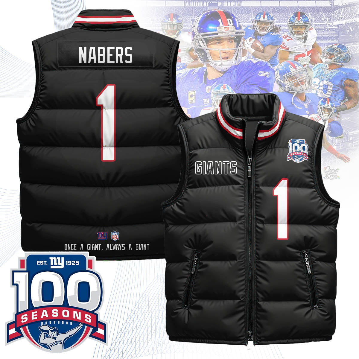 NYG Unisex Puffer Vest - Printed