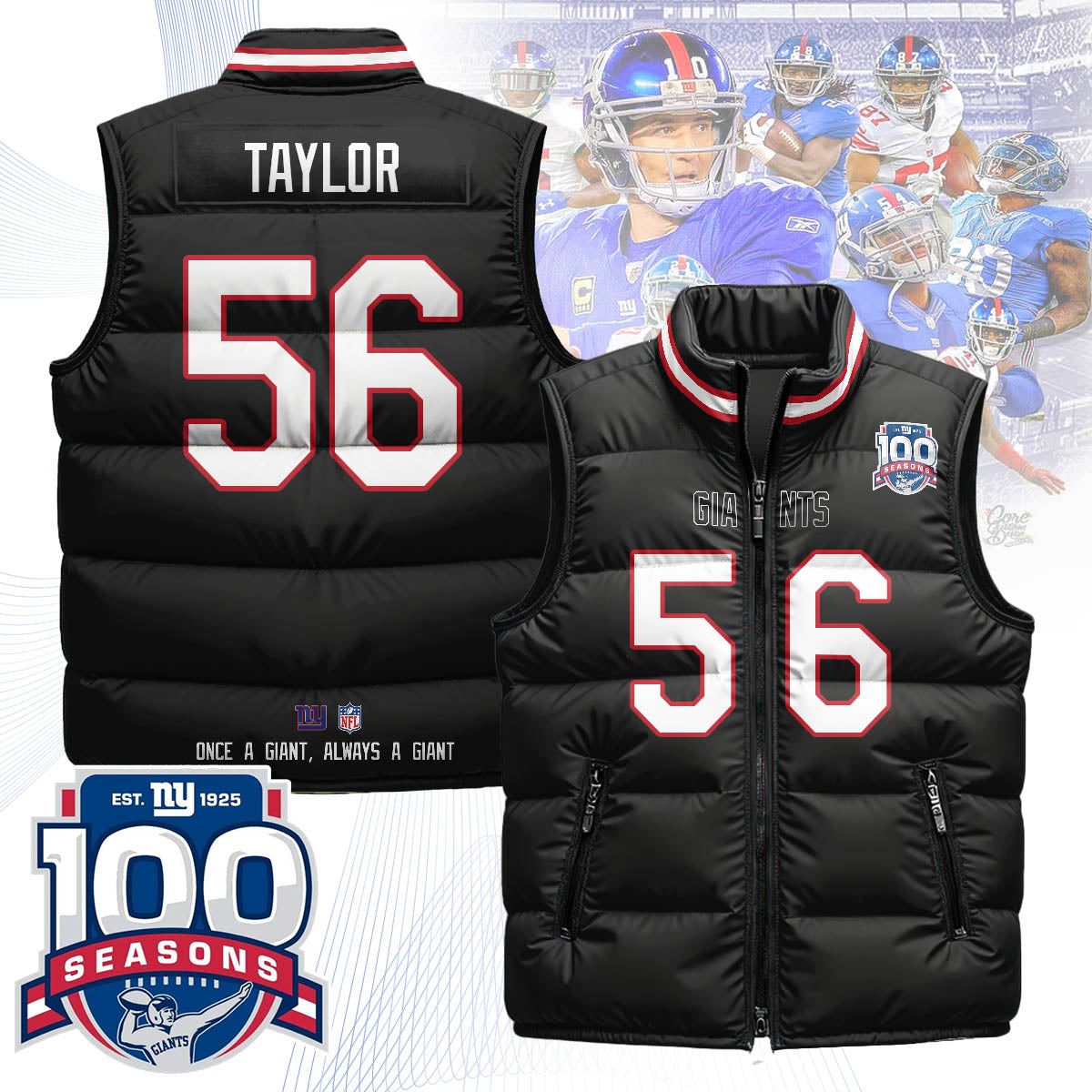 NYG Unisex Puffer Vest - Printed