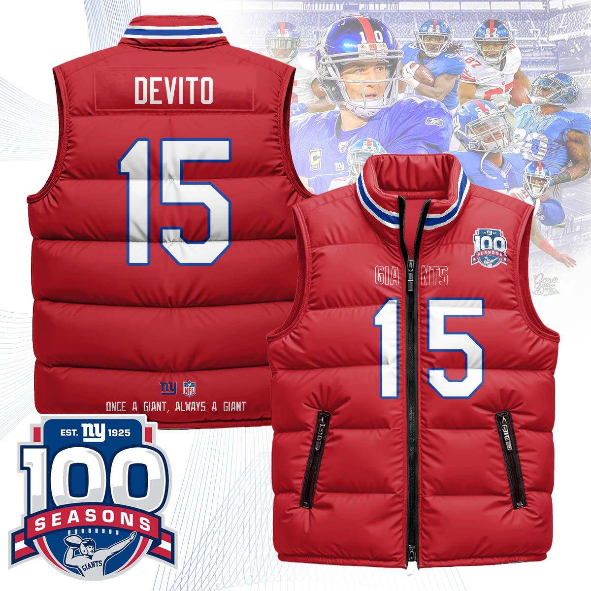 NYG Unisex Puffer Vest - Printed