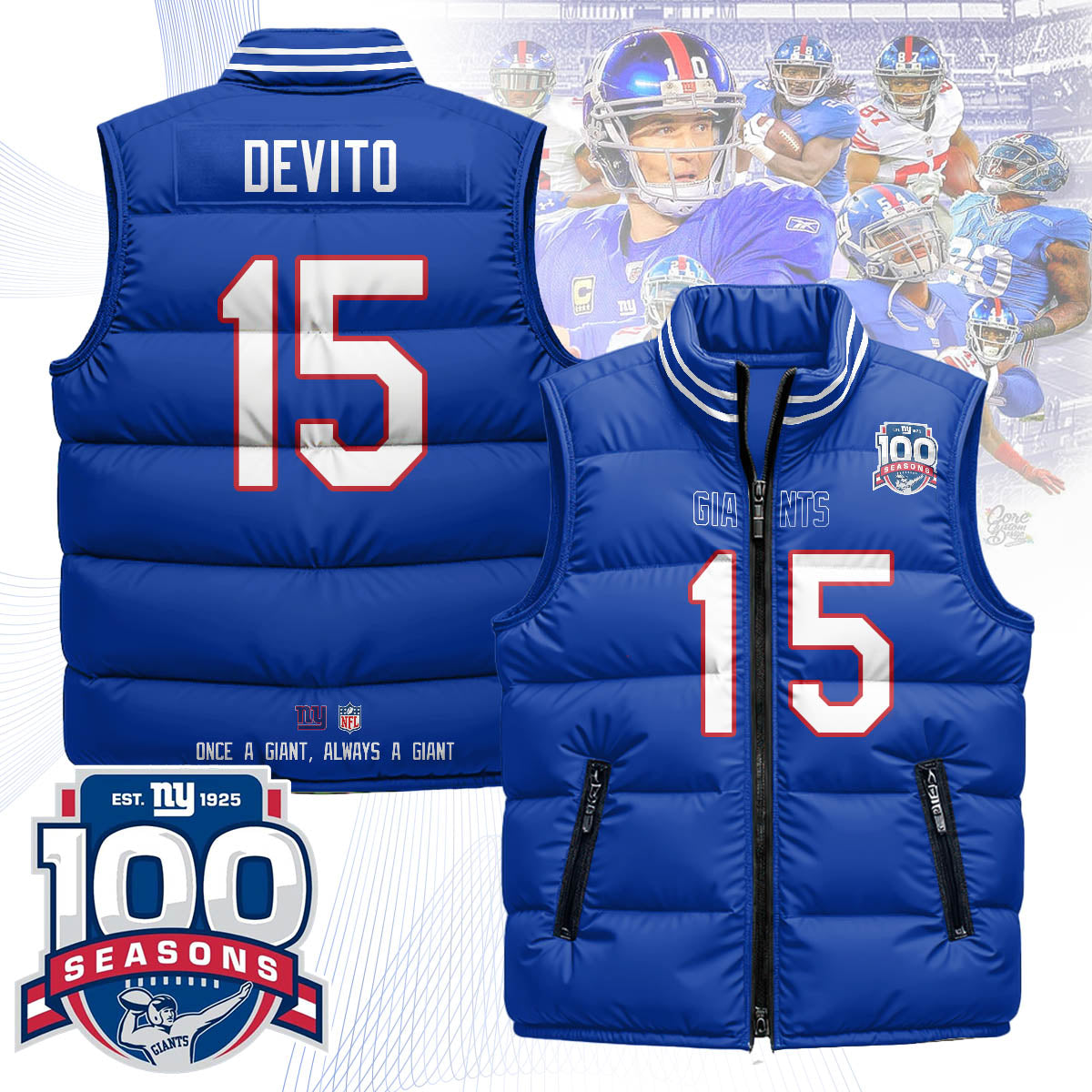 NYG Unisex Puffer Vest - Printed