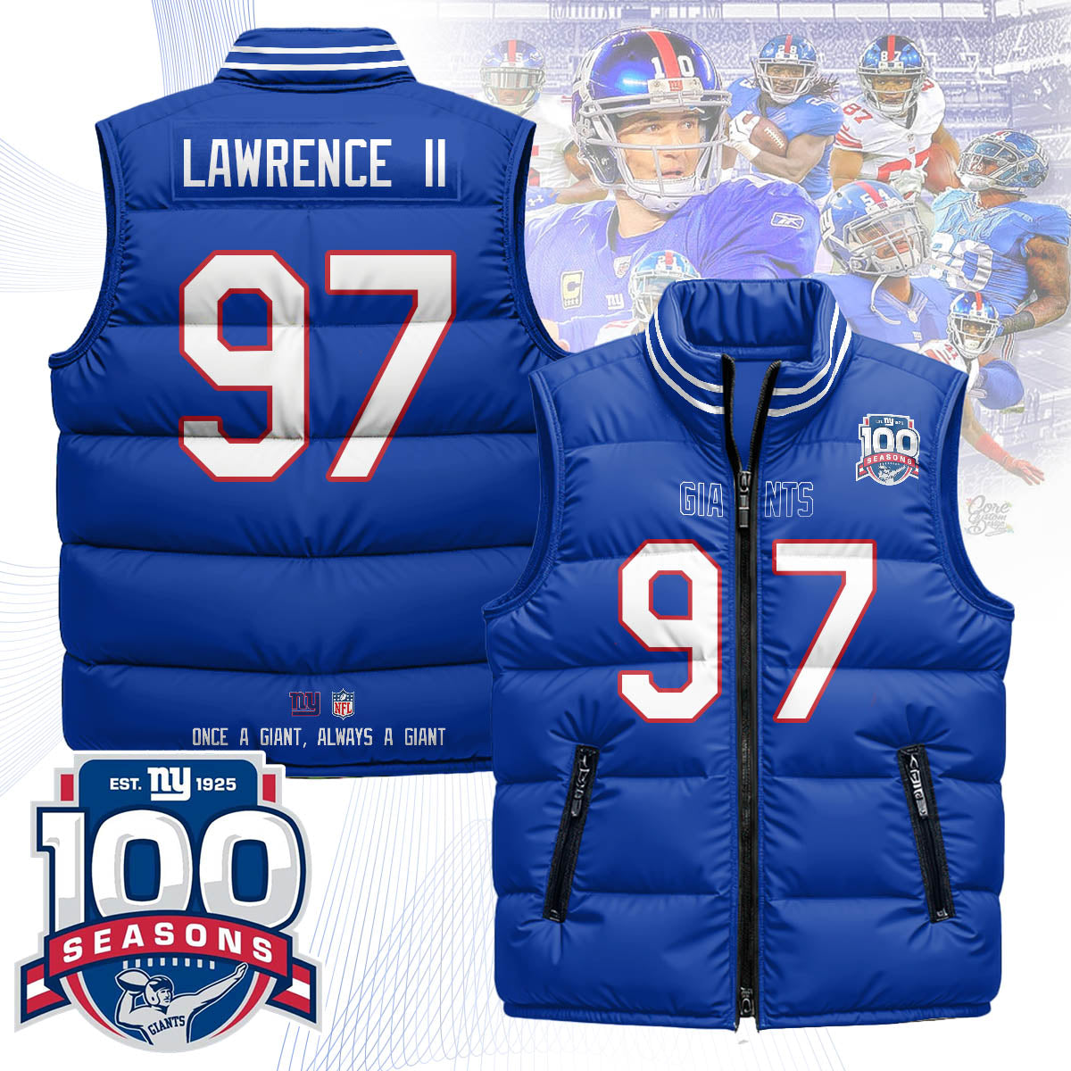 NYG Unisex Puffer Vest - Printed