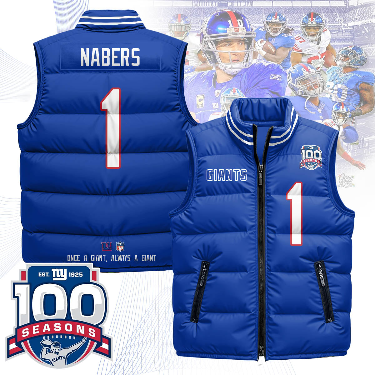 NYG Unisex Puffer Vest - Printed