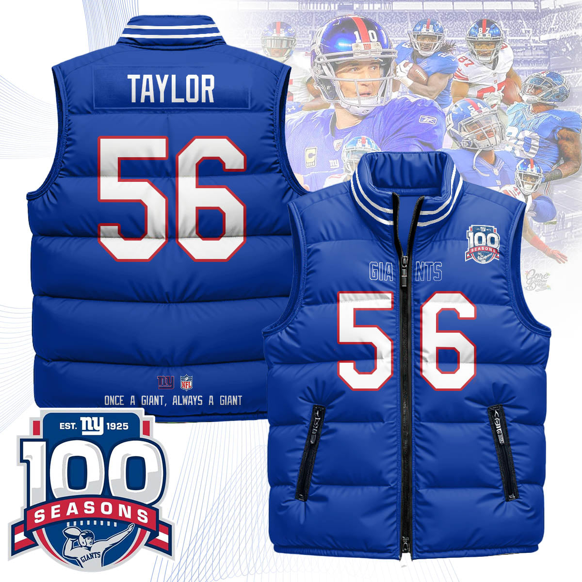 NYG Unisex Puffer Vest - Printed
