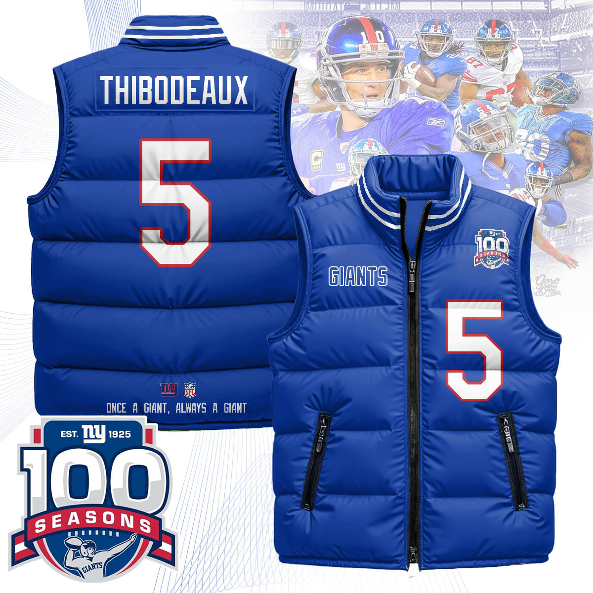 NYG Unisex Puffer Vest - Printed