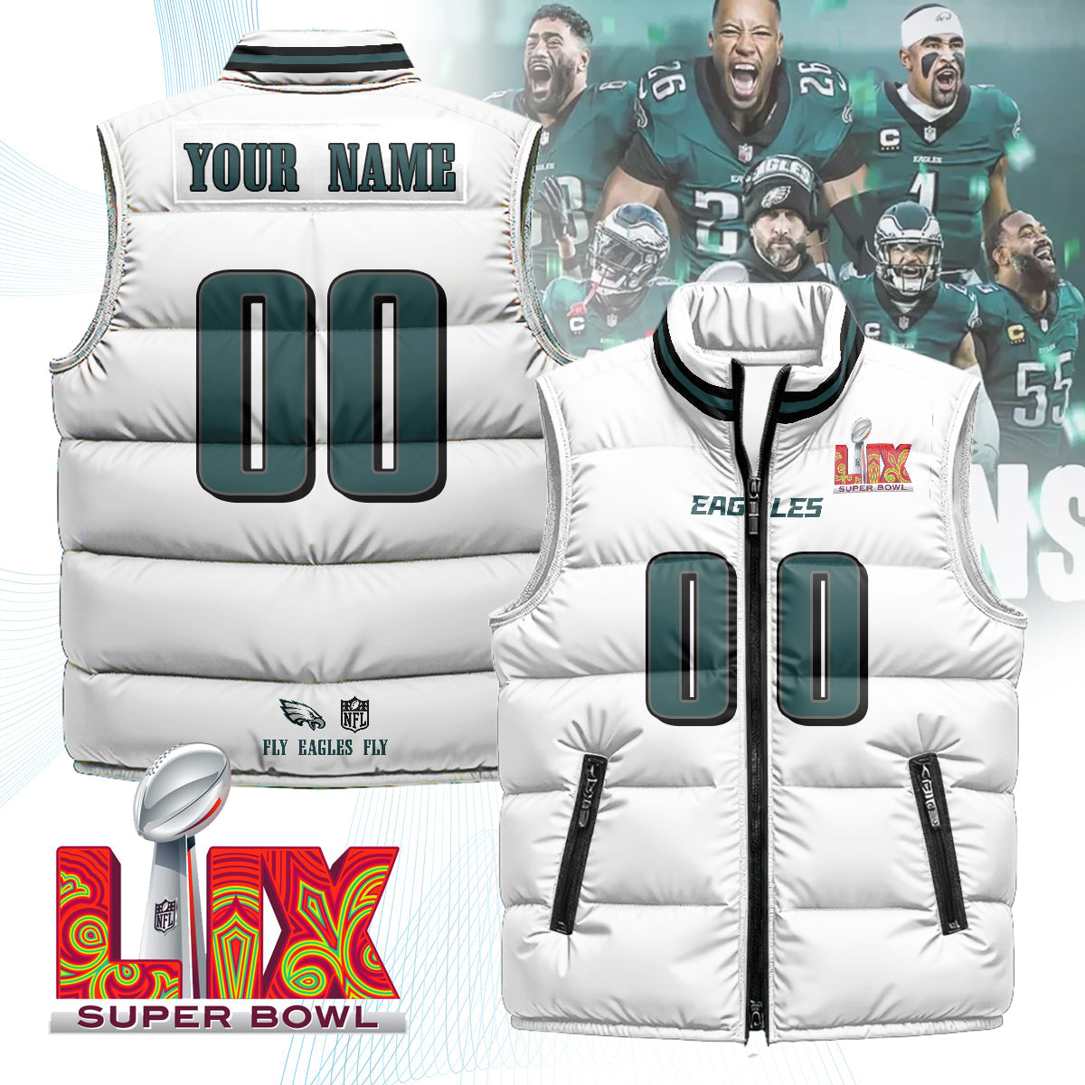 Personalized PE Unisex Puffer Vest - Printed