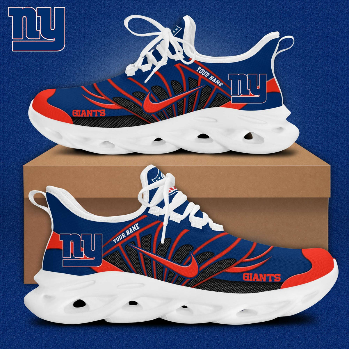 New York Giants Customized Premium Max Soul Shoes
