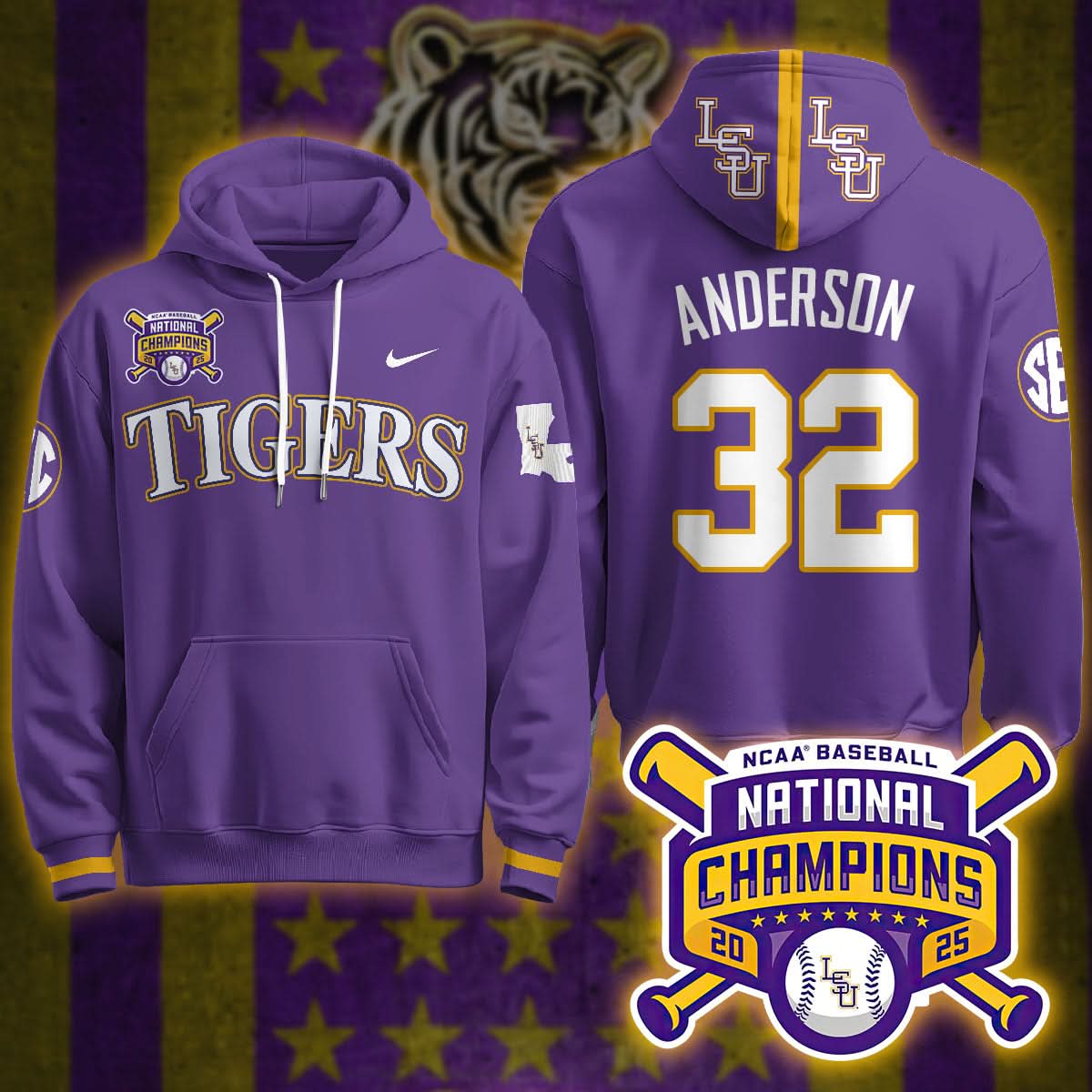 LSU 2025 World Series Champions Limited Hoodie - Stitched