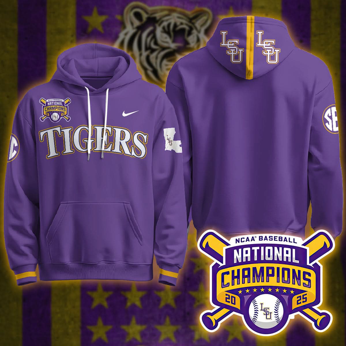 LSU 2025 World Series Champions Limited Hoodie - Stitched